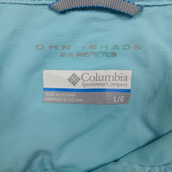 Columbia Omni-Shade Women's Long Sleeve Size L Light Blue UPF Sun Protection - Picture 5 of 9